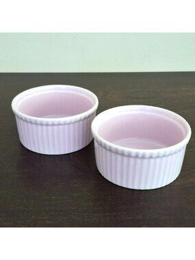 Apilco Lavender Ribbed Ramekin Set, French Porcelain Baking Dishes (Set of 2)